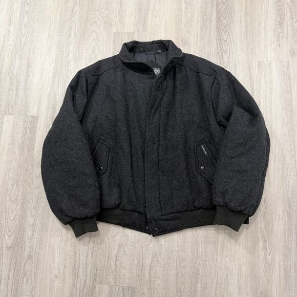 Vintage Members Only Bomber Jacket Men's 4XL Grey 100% Wool Coat Quilted Lined
